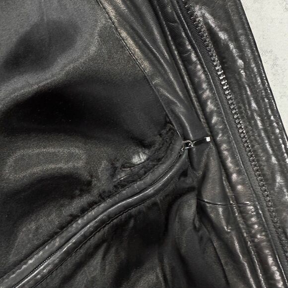 Vintage 1980s Andrew Marc Black Leather Bomber Jacket Men's XL - Picture 4 of 6